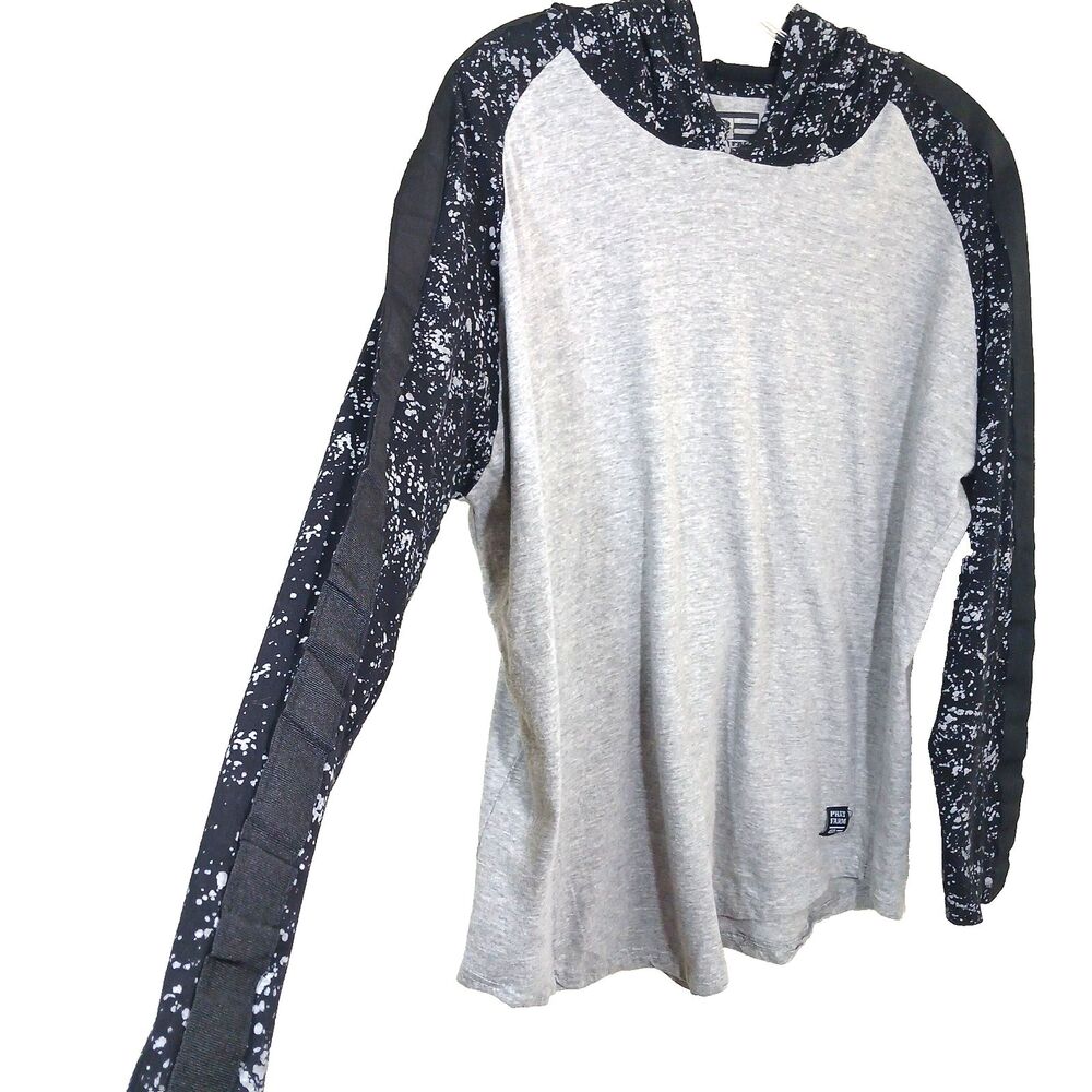 Phat Farm long sleeve paint splatter streetwear Y2K hooded T-shirt Drippin Large